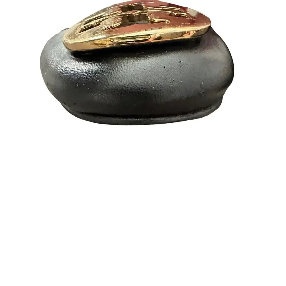 Tory Burch Reva Black Leather Gold Logo Medallion Ballet Flats Size 7 - Picture 10 of 12